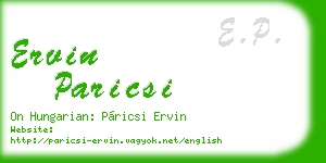 ervin paricsi business card